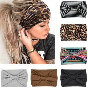 IVARYSS Wide Headbands for Women, Boho Knotted Head Wraps Turbans, 6PACK